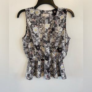 LOFT Sleeveless Floral Wrap Peplum Blouse - size Small